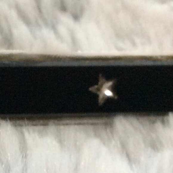 Vintage Black Onyx with Diamond Chip Silver-Tone Tie Clasp - Picture 2 of 5